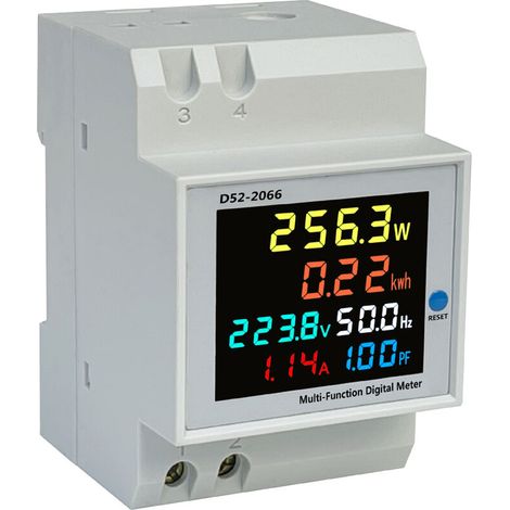 Bravix Compteur D'Énergie Numérique Ac40-300 V 100 A - Compteur De Courant Alternatif Calibré Kwh - Ampèremètre - Voltmètre - Compteur Intermédiaire - Courant Din - Type Ct