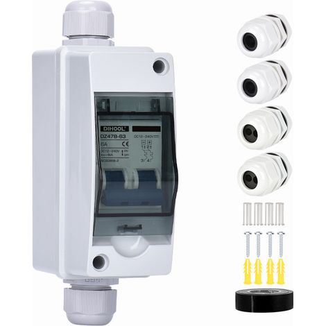 Bravix Interrupteur De Déconnexion Dc 40a, Couvercle De Protection Transparent, Disjoncteur Miniature Avec Boîte De Distribution Ip65, 1000v