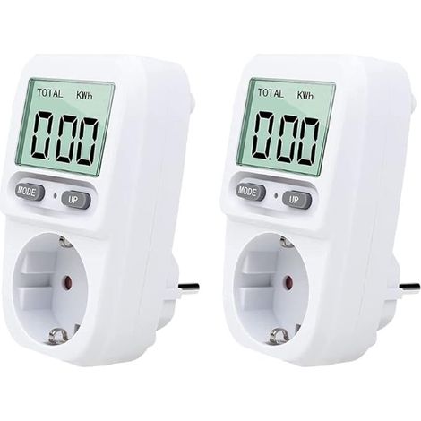 2pc Wattmetre Prise, Intelligente Portable Prise Compteur D'Énergie Avec L'Écran D'Affichage À Cristaux Liquides, Protection Contre Les Surcharges, Puissance Maximum 3680w, Pour Domicile