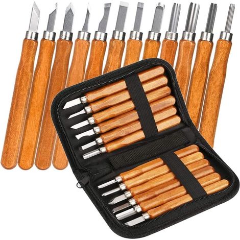 Bravix Outil De Gravure En Bois Kit, Outil De Sculpture Sur Bois, Ciseau À Bois Fait Main Bricolage Professionnel Sculpture Sur Bois Travail Du Bois Pour Débutants, Graveurs Et Artistes