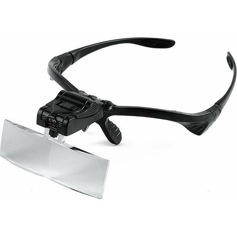 Bravix Bandeau Loupe Avec Éclairage Led, Mains Libres Support De Têtes De Lecture Loupe Lunettes Avec 5 Lentilles Détachables Pour Lire, Bijoux, Regarder