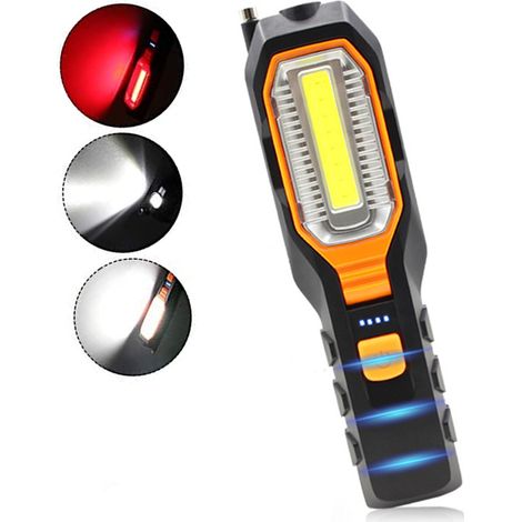 Bravix Lampe De Travail Cob Led Super Lumineuse Usb Rechargeable Portable Avec Base Magnétique Adaptée À L'Atelier De Garage Automobile