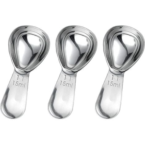 Bravix 3 Pièces Cuillères À Café, Poignées Courtes Cuillères À Mesurer Pour Café, Cuillère Doseuse À Café De 15 Ml En Acier Inoxydable, Pour Café, Lait En Poudre, Poudre De Fruits(15ml)
