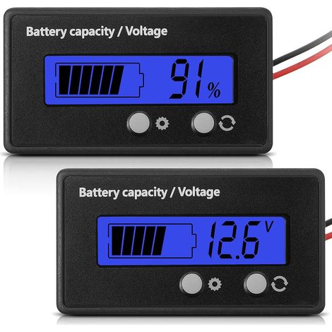 Bravix 2pcs Compteur De Batterie Dc 12v 24v 36v 48v 60v 72v 84v Avec Alarme, Réglage Avant Et Clé Commutation, Indicateur De Tension De Capacité De Batterie Plomb-acide Et Indicateur Batterie (bleu)