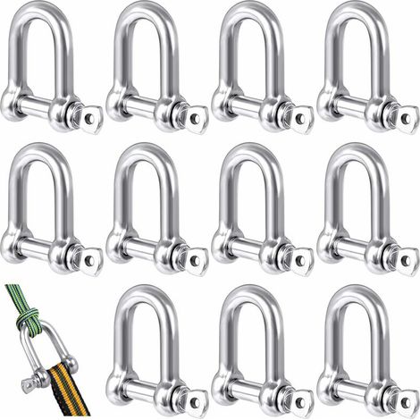 Bravix 12 Pcs D Manilles Acier Inoxydable Pour Alpinisme/randonnée/chaîne D'Ancre/voile, Fait D'Acier Inoxydable 304, Manille Inox Avec Charge Maximale De 160 Kg (m5) - Modou