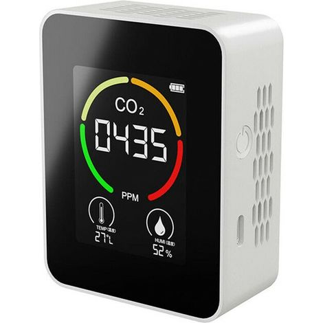 Bravix Detecteur D'Air Co2 Detecteur De Dioxyde De Carbone Production Agricole Moniteur De Co2 A Effet De Serre Blanc, Modele: Blanc