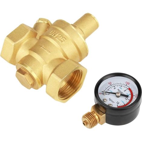 Régulateur De Pression D'Eau Réglable Dn25, Soupape De Réduction De Pression En Laiton Avec Jauge