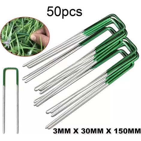 Bravix Piquets De Jardin Piquet De Tente Piquets De Fixation En Acier Agrafes Pelouse Pour 50pcs
