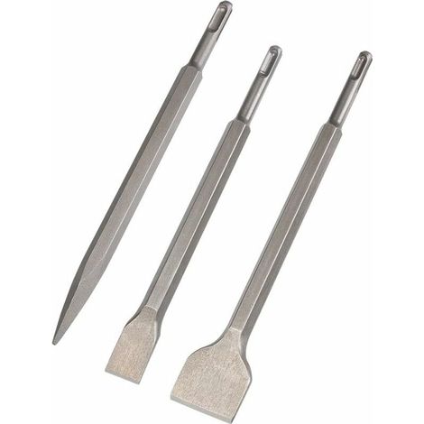 Bravix (burin Large, Burin Plat, Burin Pointu) Pour Perceuses Légères Et Marteaux À Percussion Travail Standard Dans Le Béton Carrelage Bloc De Construction,(3pcs)
