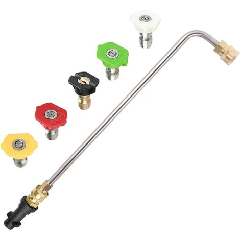 Bravix Lance D'Extension De Lance De Nettoyeur Haute Pression, Lance De Pulvérisation Coudée À 90/30 Degrés Pour Karcher K2 K3 K4 K5 K6 K7, Nettoyeur De Gouttière Avec 5 Buses De Pulvérisation (90 Deg