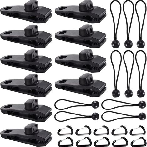 Bravix Clip De Bâche Tente, 30 Pièces Pince Bâche, Clips De Tente, Clips De Bâche Résistants, Tarp Clip Auvents, Clips De Tente De Bouche De Crocodile Pour Tentes, Bâches, Auvents, Caravanes (30pcs)