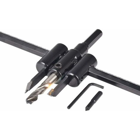 Bravix 30mm À 300mm Cercle Réglable Cutter Scie Kit, Foret De Cloison Sèche En Bois Scie Coupe Ronde, Trou À Bois Twist Diy Outils (30-300mm)