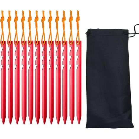 Bravix Piquet De Tente,piquets De Tente,12 Pièces Sardines De Fixation,piquet Tente Aluminium,sardine Tente 18cm,sardines Camping Pour Bâche De Camping Bâche De Plage