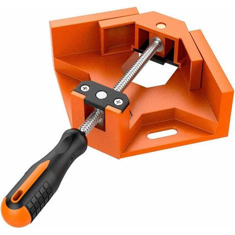 Bravix Pince D'Angle 90° - Poignée À Onglet - Serre-joint D'Angle Droit - Pince À Angle Droit Pour Travail Du Bois En Aluminium, Ingénierie, Soudure (orange) 25226cm