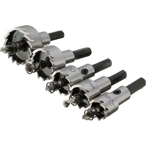 Lot De 5 Forets À Pointe En Acier Rapide For Scie Cloche En Acier Inoxydable Et Alliage Métallique 16/18,5/20/25/30 Mm(silver 5pcs)