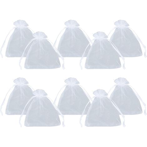 Bravix 100pcs Pochettes En Organza Blanc 10x12cm Sacs En Organza Transparent Avec Cordon De Serrage Pour Petits Objets Cadeaux Bijoux Emballage Et Organisation