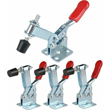 Bravix Serre-joint -gh-201-b - Lot De 4 Sauterelles À Serrage Vertical Avec Base Horizontale - Capacité 90 Kg