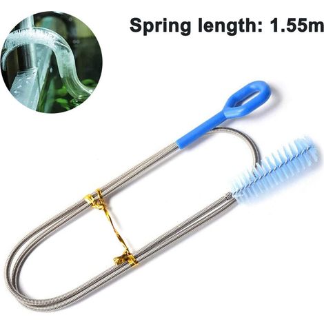 Bravix Brosse De Nettoyage De Drain Extra Longue, Longueur 1,55 M, Outil De Nettoyage De Drain Super Flexible, Brosse De Nettoyage De Drain, Bleu