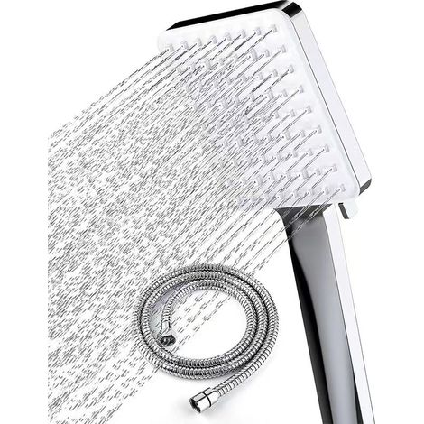 Bravix Pommeau De Douche Haute Pression Avec Poche, 6 Modes De Pulvérisation Avec Tuyau Extensible En Acier Inoxydable 304