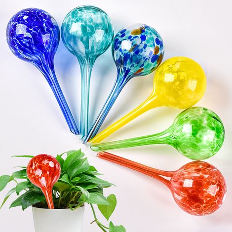Bravix Globes D’arrosage Lot De 2, Distributeur Eau Plantes Et Fleurs, Outil De Bureau, 156 Cm, Verre, Bleu