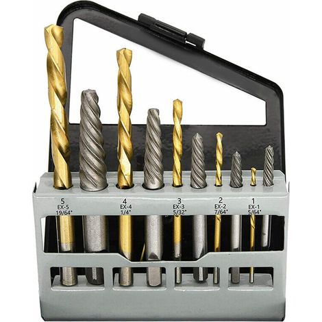 Bravix Extracteur De Vis 10 Pièces Et Ensemble De Forets Au Cobalt À Gauche, Ensemble Combiné D'Extracteur De Vis Endommagé,