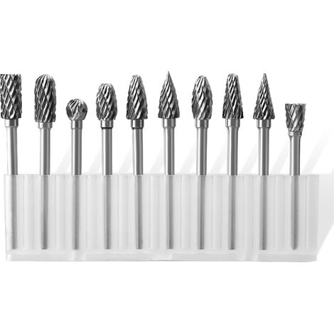 Bravix 10 Pcs Fraise Metal Pour Fraiseuse 3mm Double Coupe De Tungstène Fraises Rotatives Fraise Meuleuse Droite Pour Outils Rotatifs Traitement Meulage Gravure Polissage