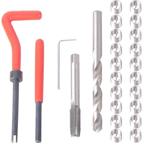 Kit De Réparation De Filetage M8 X 1,25 Mm Outils De Réparation De Filetage Kit D'Insertion De Fil Compatible Avec Ensemble D'Outils À Main Pour Réparation Automobile