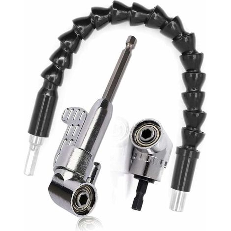 Bravix Foret À Angle Droit Et Kit D'Extension D'Angle Flexible,renvoi D'Angle Visseuse Coudée À Angle Droit 105 Degrés Tige Hexagonale 1/4" Pour Perceuse