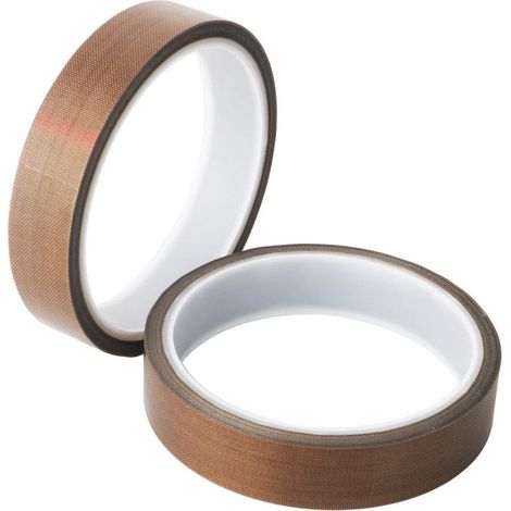 Bravix Lot De 2 Haute Température Ruban, Ruban Adhésif De Ptfe, Bande De Téflon, Ruban Adhésif De Tissu De Verre Enduit Ptfe, 19mm10m