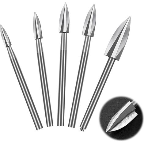 Bravix Lot De 5 Outils De Sculpture Sur Bois Avec Tige De 0,3 Cm, Outil Rotatif Pour Le Bricolage, La Sculpture, Le Meulage, La Gravure, Le Perçage