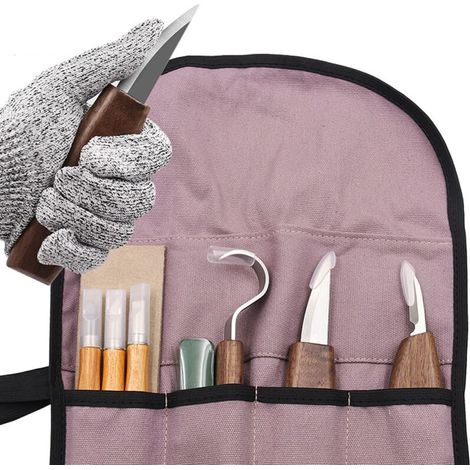 Bravix 10pcs Outils Sculpture Sur Bois, Kit Sculpture Bois Avec 3 Ciseaux À Bois, 3 Couteau Sculpture Bois, Set Couteau À Tailler, Professionnel Outils Sculpture Bois Pour Débutant Graveur Artiste Ama
