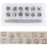 Bravix Buchstabenstempelwerkzeug, Metallstempel, 12-teilig, Stempelwerkzeug Aus Zinklegierung Für Lederarbeiten Und 1 Griff Für Metall, Holz, Buchstaben