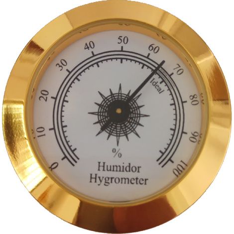 Bravix Hygromètre Rond Numérique D'Humidité De Violon Et De Cigares Pour Le Soin D'Instruments(doré,50mm)