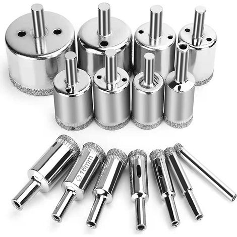 Bravix Scies-cloches 15 Pcs, Foret Diamant Scie Cloche 6-50 Mm Outils De Perçage En Verre Trous Scies Kit Pour Acier Au Carbone, Perceuse En Verre, Céramique, Porcelaine, Carrelage, Marbre
