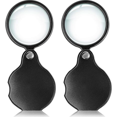 Bravix Lot De 2 10x Petite Loupe De Poche Mini Loupe Pliante De Qualité Supérieure Avec Couvercle Pivotant Pour La Lecture, La Science, Les Bijoux, Les Loisirs, Les Livres, 1,96