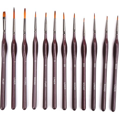 Bravix 12 Pcs Pinceaux Fins Pinceaux Peinture Professionnels Pinceaux Miniatures Pour Acrylique Huile