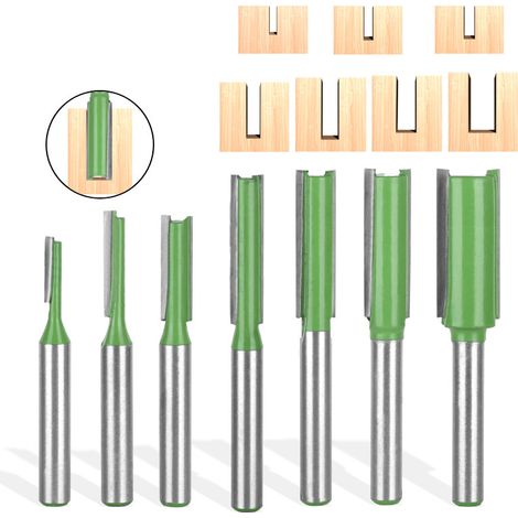 Bravix 7 Pièces Fraise Droite Defonceuse, Routeur Droite À Simple Duble Flûte À Bois, Fraise Defonceuse 6mm, Pour Bois Carbure De Tungstène Outil De Travail Du Bois