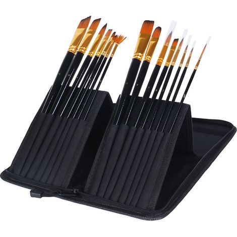 Bravix 1 Lot De 15 Pinceaux Ronds Pointus Pour Peinture Acrylique, Huile, Aquarelle, Artiste, Pinceau Pour Enfants, Corps, Visage, Ongles, Détails Et Peinture Rupestre.