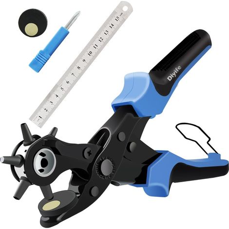 Bravix Pinces Perforatrice Avec Gratuit 2 Extra Large Punch Assiettes Et Règle Pratique, Multi De Dimension De Comprimés Pince