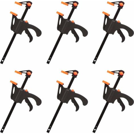 Bravix Lot De 6 Serre-joints En Forme De F, Serre Joint Avec Serrage Rapide Et Facile, Outils À Main Pour Menuiserie, Porte En Bois(4pouces)