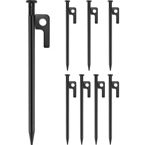 Lot De 8 Sardine Pour Tente, Piquets De Camping, 20 Cm De Long, Pour Sol Rocheux Dur, Plage, Prairie, Noir