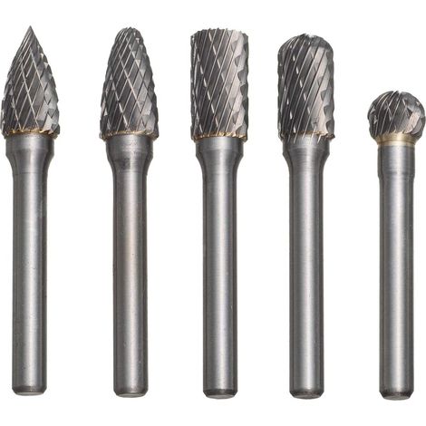 Lot De 5 Fraises À Tête Rotative En Carbure De Tungstène 10 Mm Avec Tige De 6 Mm Pour Métal, Acier, Marbre, Jade, Os, Sculpture Sur Bois