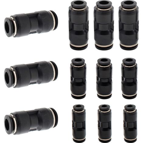 12 Pièces Raccords Rapides Pneumatiques,union Droite En Plastique Connect, Noir Pousser Le Connecteur Rapide, Convient Pour L'Équipement Trachéal