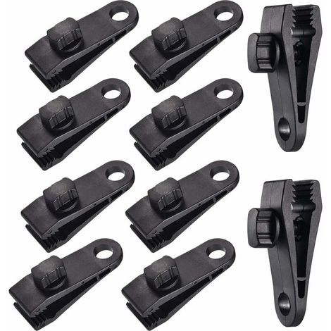 Bravix 10 Sets Clip De Bâche Tente Pince Bâche Auvents Clip , Pince À Bâche, Pince Pour Tente, Pour Tente Voiture, Bâche, Auvents, Camping，le Noir,