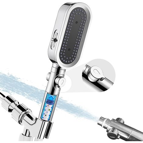 Bravix Pommeau De Douche Économiseur D'Eau Avec Tuyau De 2 M, Pommeau De Douche Avec Filtre, Douche À Pression Avec 3 Types De Jet Et, Chromé