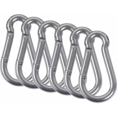Bravix 6pcs Mousquetons Acier Inoxydable 304 Mousqueton Pompier Ressort Avec Mousqueton De Fixation Pour Camping Randonnée Hamac Balancoire M8