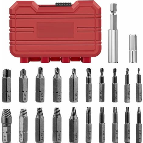 Bravix Endommagé Vis Extracteurs, 22 Pièces Kit Extracteur De Tournevis, Extracteurs De Vis À Mèches De Polissage Séparée Et D'Extraction Pour Boulons Ou Vis Endommagés,