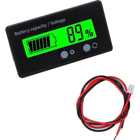 Bravix Compteur De Batterie Cc, Moniteur De Voltmètre De Capacité De Batterie, Indicateur De Batterie D'Acide De Plomb, Écran Lcd Dc 12v 24v 36v 48v (lumière Vert)