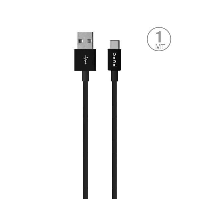 Puro White USB-A USB-C 1m Cable - Black
