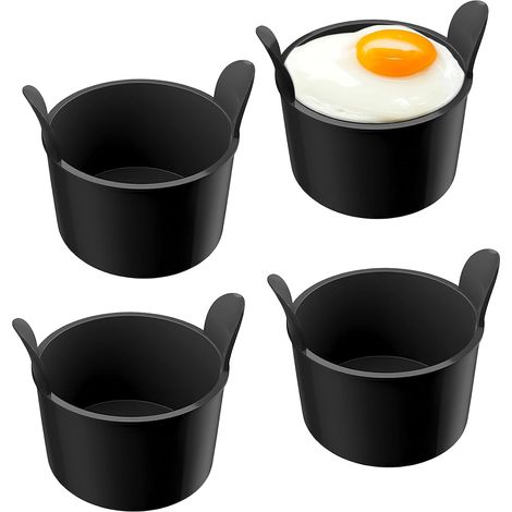 Bravix Lot De 4 Ramequins En Silicone Pour Friteuse À Air, Moules À Œufs Pochés, Moules À Œufs Pochés, Moules À Œufs Pour Micro-ondes Pour Friteuse À Air, Moules De Cuisson Pour Plats À Soufflé, Cupca